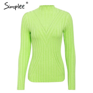 Simplee Knitted jumper sweater women autumn winter Long sleeve top turtleneck female sweater ladies bestmatch pullover jumpers