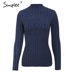 Simplee Knitted jumper sweater women autumn winter Long sleeve top turtleneck female sweater ladies bestmatch pullover jumpers