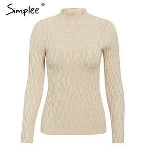 Simplee Knitted jumper sweater women autumn winter Long sleeve top turtleneck female sweater ladies bestmatch pullover jumpers