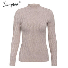 Load image into Gallery viewer, Simplee Knitted jumper sweater women autumn winter Long sleeve top turtleneck female sweater ladies bestmatch pullover jumpers
