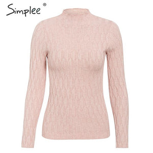 Simplee Knitted jumper sweater women autumn winter Long sleeve top turtleneck female sweater ladies bestmatch pullover jumpers