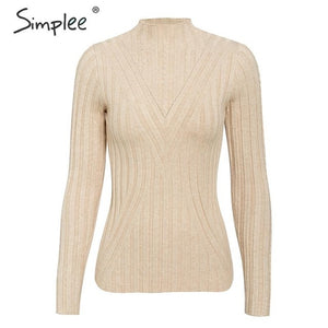 Simplee Knitted jumper sweater women autumn winter Long sleeve top turtleneck female sweater ladies bestmatch pullover jumpers