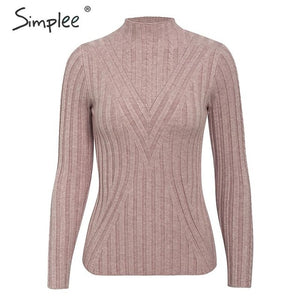 Simplee Knitted jumper sweater women autumn winter Long sleeve top turtleneck female sweater ladies bestmatch pullover jumpers