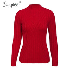 Load image into Gallery viewer, Simplee Knitted jumper sweater women autumn winter Long sleeve top turtleneck female sweater ladies bestmatch pullover jumpers
