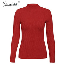 Load image into Gallery viewer, Simplee Knitted jumper sweater women autumn winter Long sleeve top turtleneck female sweater ladies bestmatch pullover jumpers
