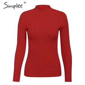 Simplee Knitted jumper sweater women autumn winter Long sleeve top turtleneck female sweater ladies bestmatch pullover jumpers