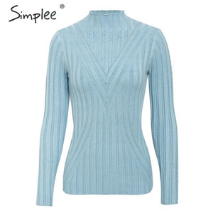 Simplee Knitted jumper sweater women autumn winter Long sleeve top turtleneck female sweater ladies bestmatch pullover jumpers