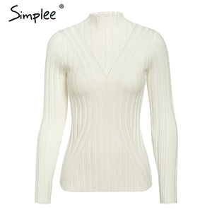 Simplee Knitted jumper sweater women autumn winter Long sleeve top turtleneck female sweater ladies bestmatch pullover jumpers