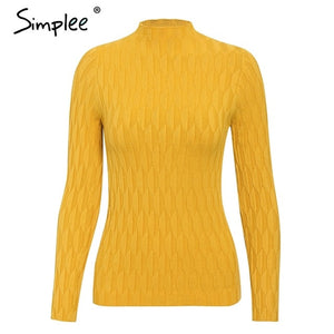 Simplee Knitted jumper sweater women autumn winter Long sleeve top turtleneck female sweater ladies bestmatch pullover jumpers