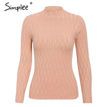 Load image into Gallery viewer, Simplee Knitted jumper sweater women autumn winter Long sleeve top turtleneck female sweater ladies bestmatch pullover jumpers
