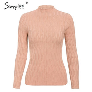 Simplee Knitted jumper sweater women autumn winter Long sleeve top turtleneck female sweater ladies bestmatch pullover jumpers