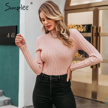 Load image into Gallery viewer, Simplee Knitted jumper sweater women autumn winter Long sleeve top turtleneck female sweater ladies bestmatch pullover jumpers
