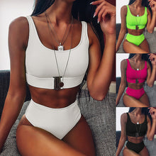 Load image into Gallery viewer, 2020 New Sexy High Waist Bikini Swimsuit Women Swimwear Bandeau Push Up Bikini Set Buckle Bathing Suit Beach Wear Swimming Suit
