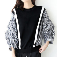 Load image into Gallery viewer, Spring Long Sleeve Women Blouse 2020 Korean Fashion Plaid Patchwork Shirts Office Ladies Loose Causal Pullover Female Tops
