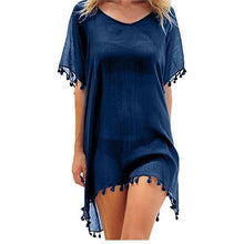 Load image into Gallery viewer, 2019 New Chiffon Tassels Beach Wear Women Swimsuit Cover Up Swimwear Bathing Suits Summer Mini Dress Loose Solid Pareo Cover Ups
