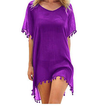 Load image into Gallery viewer, 2019 New Chiffon Tassels Beach Wear Women Swimsuit Cover Up Swimwear Bathing Suits Summer Mini Dress Loose Solid Pareo Cover Ups
